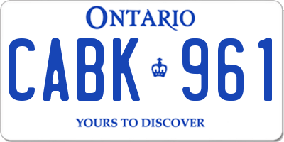 ON license plate CABK961