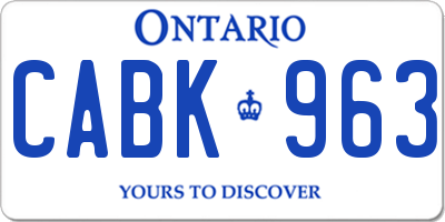 ON license plate CABK963