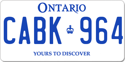 ON license plate CABK964