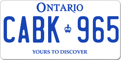 ON license plate CABK965