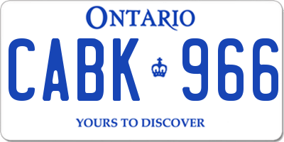 ON license plate CABK966