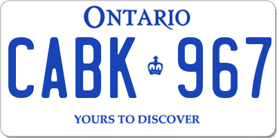 ON license plate CABK967