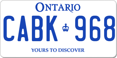 ON license plate CABK968