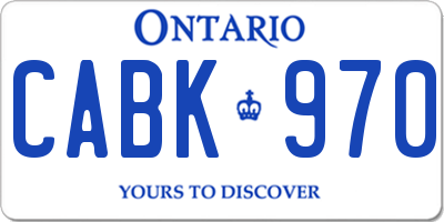 ON license plate CABK970