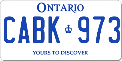 ON license plate CABK973