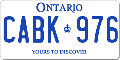 ON license plate CABK976