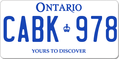 ON license plate CABK978