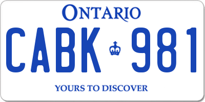 ON license plate CABK981