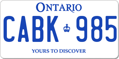 ON license plate CABK985