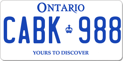 ON license plate CABK988