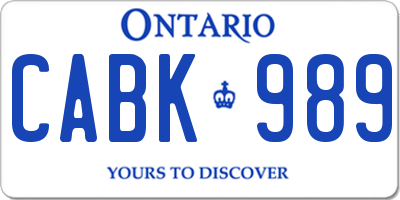 ON license plate CABK989