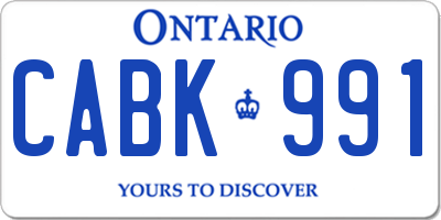 ON license plate CABK991