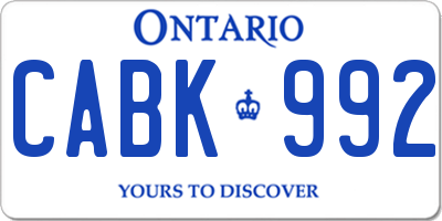 ON license plate CABK992