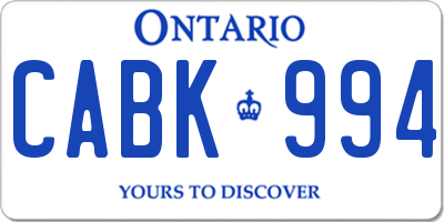 ON license plate CABK994