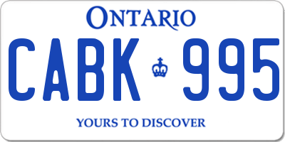 ON license plate CABK995