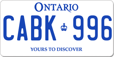 ON license plate CABK996