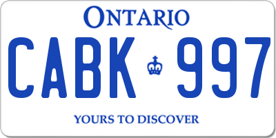 ON license plate CABK997