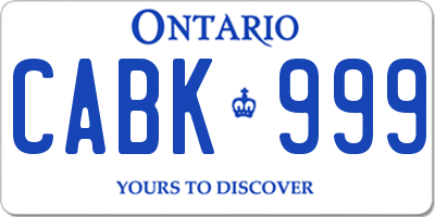 ON license plate CABK999