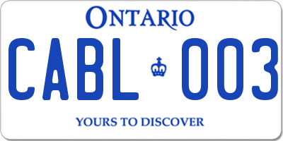 ON license plate CABL003