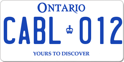 ON license plate CABL012