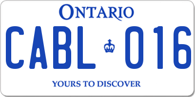 ON license plate CABL016