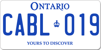 ON license plate CABL019