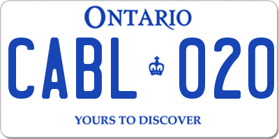 ON license plate CABL020