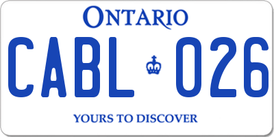 ON license plate CABL026