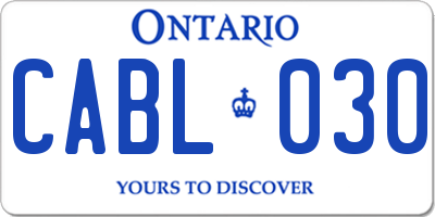 ON license plate CABL030