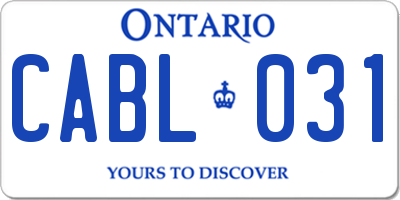 ON license plate CABL031