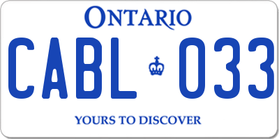 ON license plate CABL033