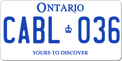 ON license plate CABL036