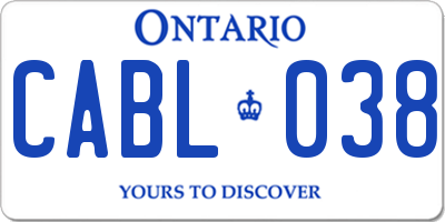 ON license plate CABL038