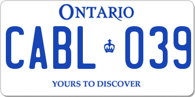 ON license plate CABL039