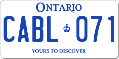 ON license plate CABL071