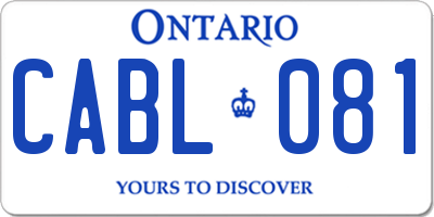 ON license plate CABL081