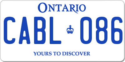 ON license plate CABL086