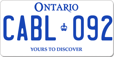 ON license plate CABL092