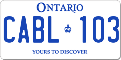 ON license plate CABL103