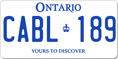 ON license plate CABL189