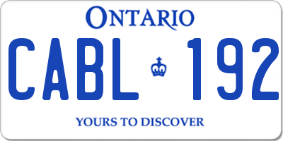 ON license plate CABL192