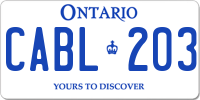 ON license plate CABL203