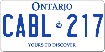 ON license plate CABL217