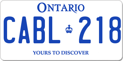 ON license plate CABL218