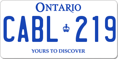 ON license plate CABL219