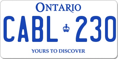 ON license plate CABL230