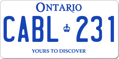 ON license plate CABL231