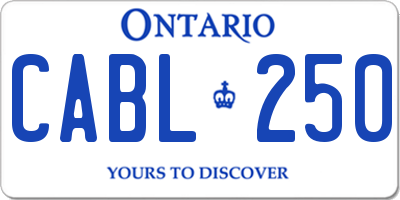 ON license plate CABL250