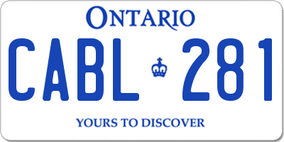 ON license plate CABL281