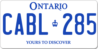 ON license plate CABL285